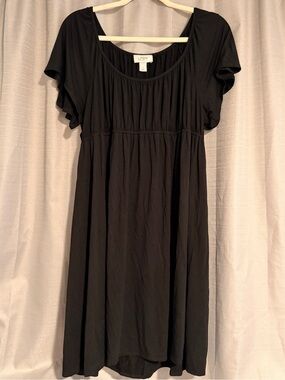 LOFT Black Flutter Sleeve Midi Dress Women’s Large Stretch Casual